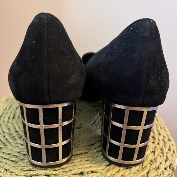 Brian Atwood Velvet Black Block heeled Shoes - Size 8 - Picture 6 of 11